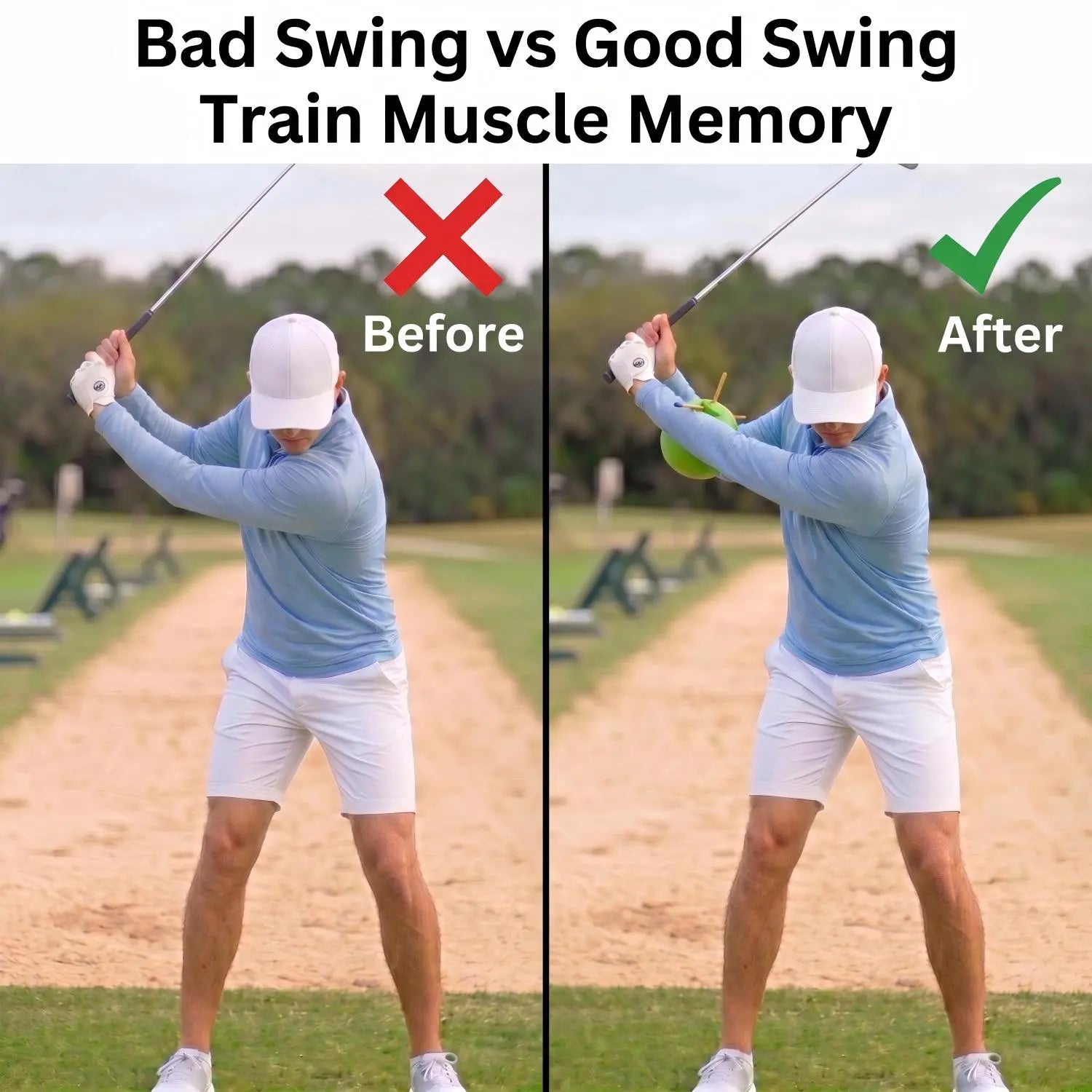 Golf Swing Training Aid Ball with Arm Connection Trainer - Enhances Grip, Posture, Swing Control - Portable Practice Gear for Beginners & Enthusiasts