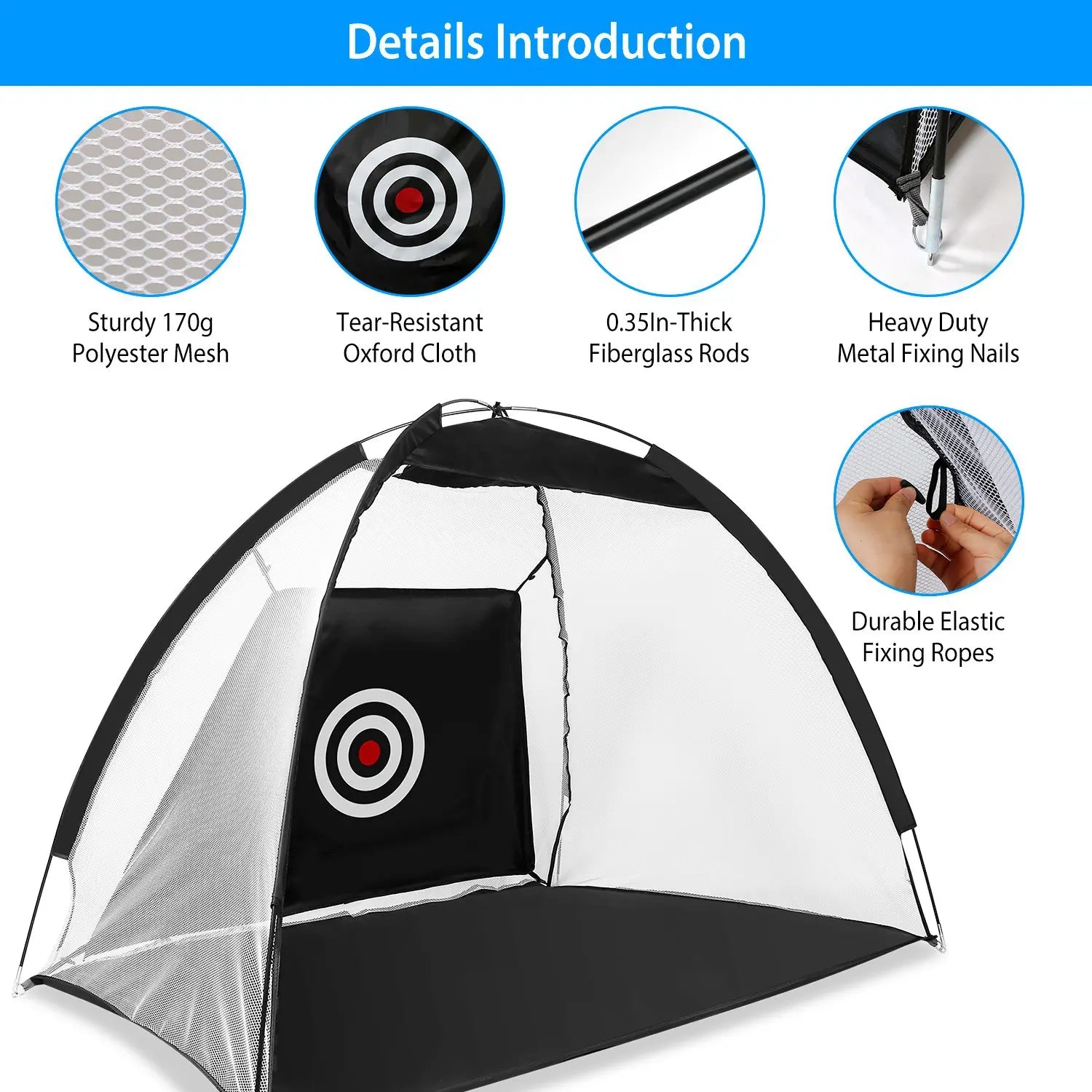 Golf Training Aids Net with Target Cloth Carry Bag Indoor Outdoor Driving Hitting Practice Nets for Beginner Advanced Golfers Campingessentials