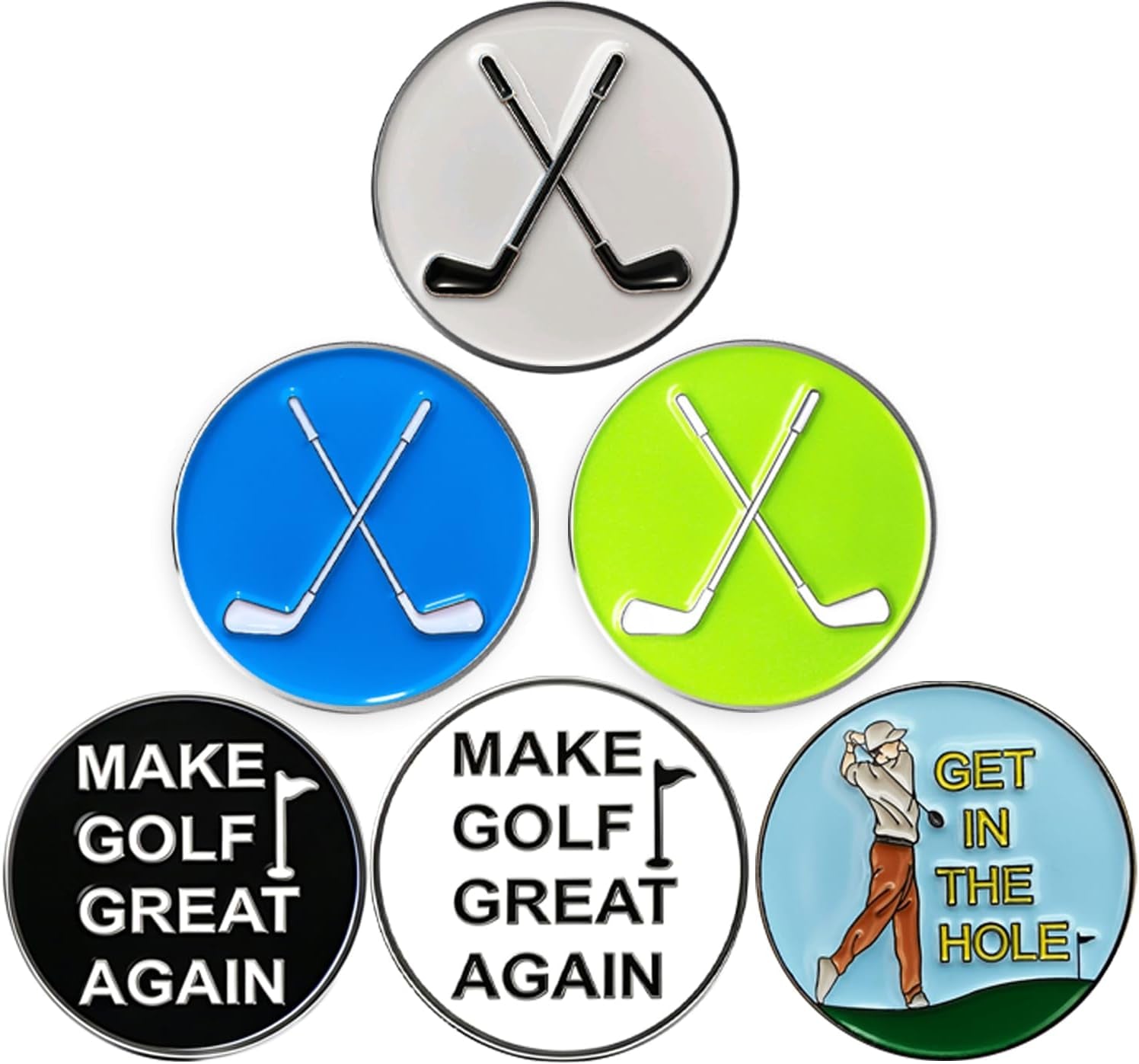 Golf Ball Markers Soft Enamel Golf Ball Markers with Strong Magnetic Hat Clip, a Premium Golf Gifts for Golfer