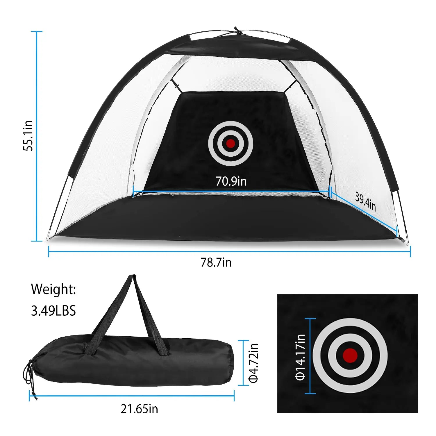 Golf Training Aids Net with Target Cloth Carry Bag Indoor Outdoor Driving Hitting Practice Nets for Beginner Advanced Golfers Campingessentials