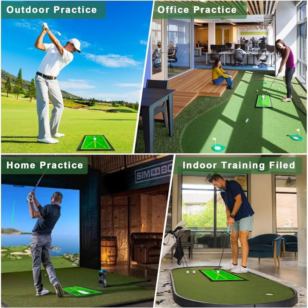 Compact Golf Training Mat with Instant Swing Feedback, 12"X17" Durable Synthetic Turf Training Aid for Adults, Indoor & Outdoor Practice Gear with Feedback Tool