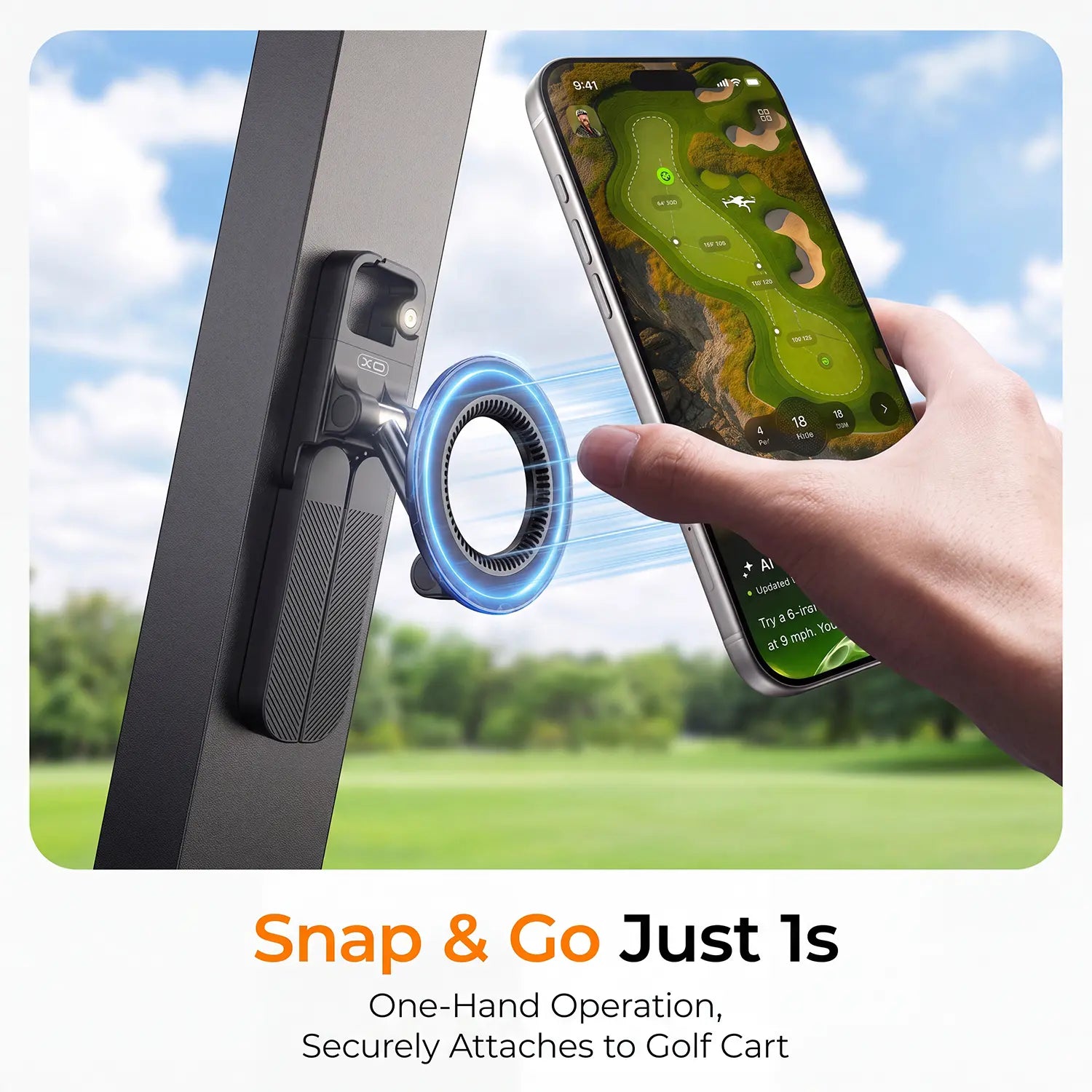 Upgraded Magnetic Golf Cart Phone Holder,360° Rotatable Golf Accessories Metal Foldable Arm for Easy Viewing & Operation, Golf Gifts for Men Dad Him, Golf Cart Accessories for EZGO, Club Car, Yamaha,Pocket-Size Portable Cell Phone Holder for Gym &Travel