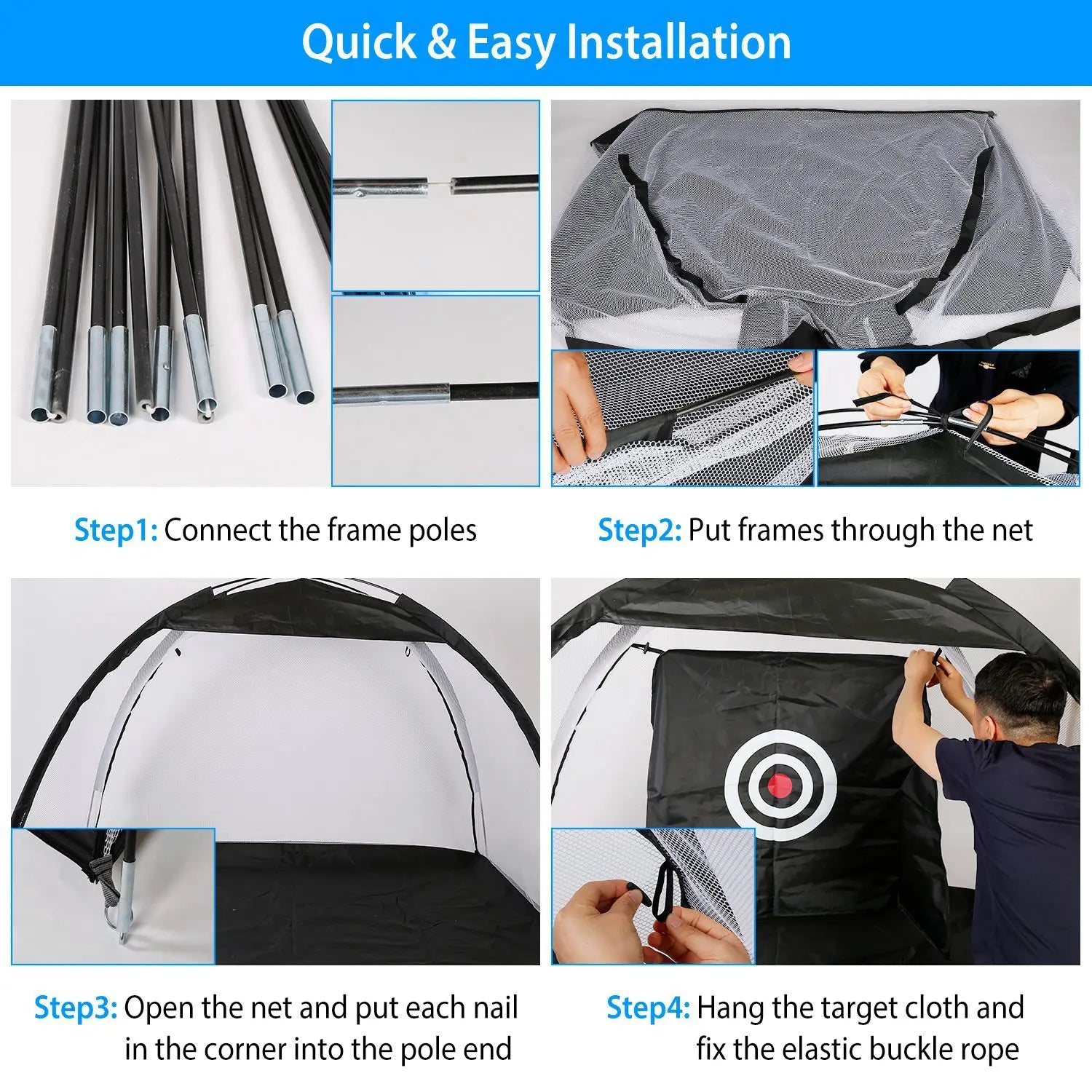 Golf Training Aids Net with Target Cloth Carry Bag Indoor Outdoor Driving Hitting Practice Nets for Beginner Advanced Golfers Campingessentials