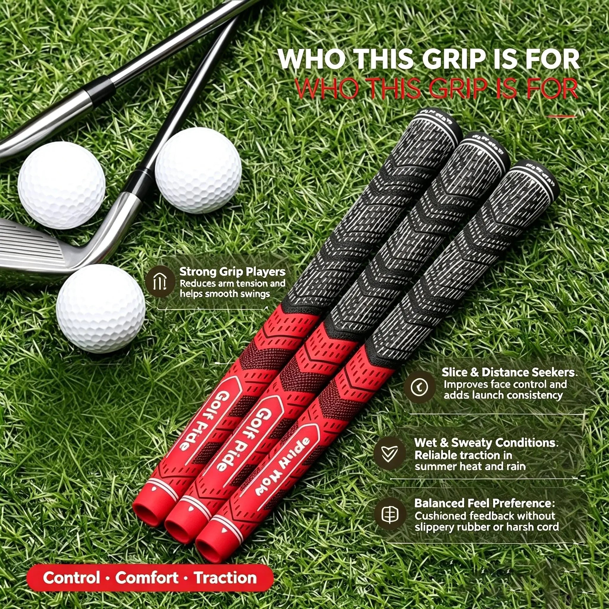 13Pcs/Set Natural Rubber Enhanced Grip with Durable Anti-Slip Design, Professional Golf Club Grip for Men & Women Standard Mid-Size Golf Club Grip Set New Jumbo Golf Grip Golf Hybrid Set Swag Waterproof Golf Head Covers, Golf Equipment, Supplemental Golf,