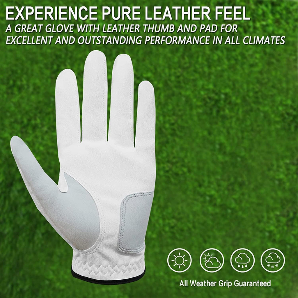 Golf Gloves, Five Pack with All-Weather Grip