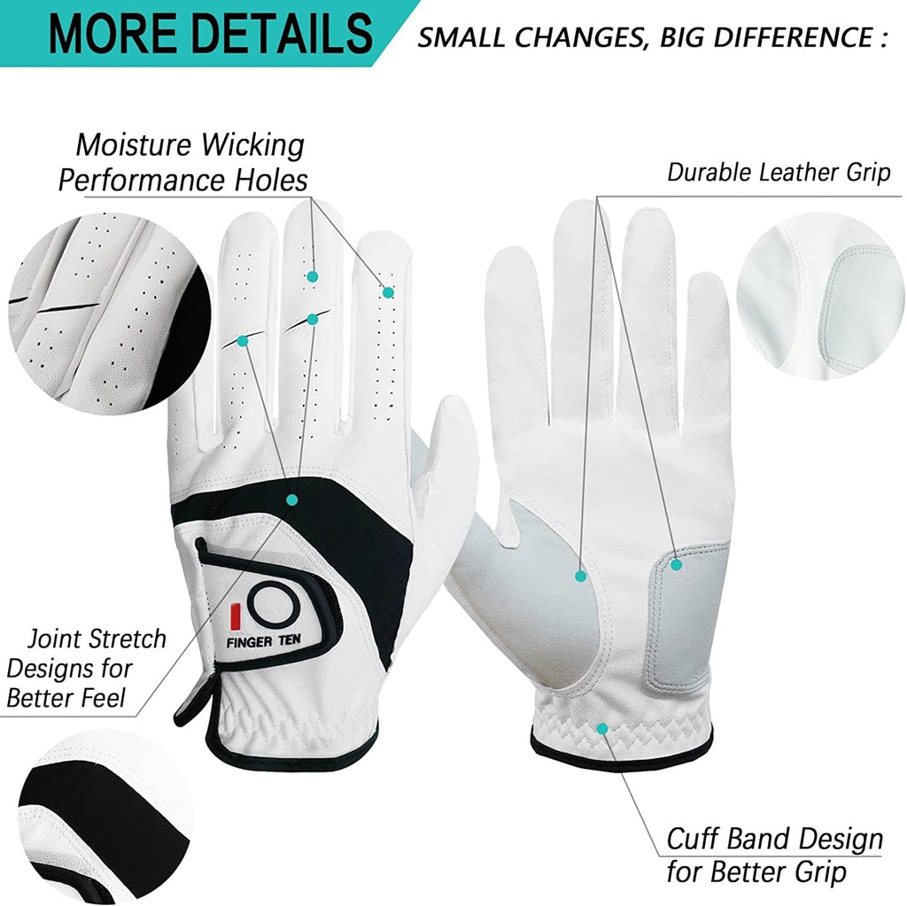 Golf Gloves, Five Pack with All-Weather Grip